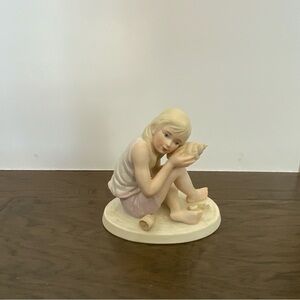 Porcelain Figurine by artist Frances Hook of Girl with Seashell